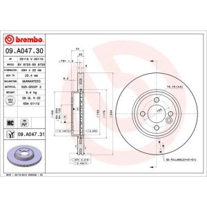 Front Vented Brake Disc Pair Coated - 294mm Diameter