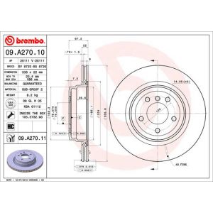 Rear Vented Brake Disc Pair Coated - 336mm Diameter