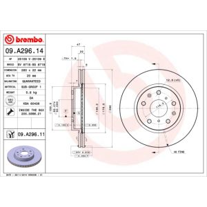 Front Vented Brake Disc Pair Coated - 280mm Diameter