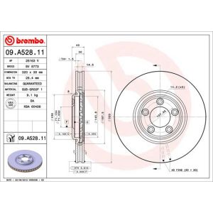 Front Vented Brake Disc Pair Coated - 320mm Diameter