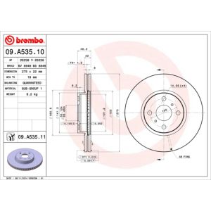 Front Vented Brake Disc Pair Coated - 275mm Diameter