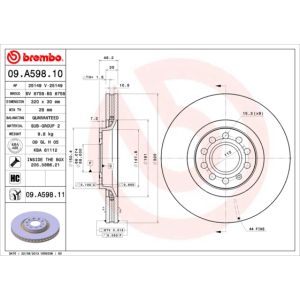 Front Vented Brake Disc Pair Coated - 320mm Diameter