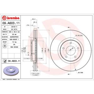 Front Vented Brake Disc Pair Coated - 325mm Diameter