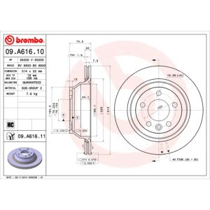 Rear Vented Brake Disc Pair Coated - 314mm Diameter