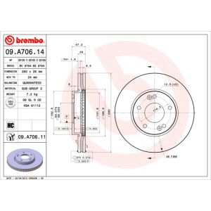 Front Vented Brake Disc Pair Coated - 280mm Diameter