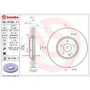 Front Vented Brake Disc Coated - 330mm Diameter