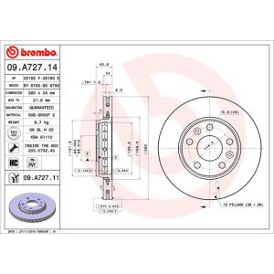 Front Vented Brake Disc Pair Coated - 280mm Diameter