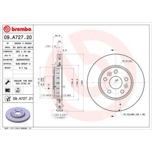 Front Vented Brake Disc Pair Coated - 280mm Diameter