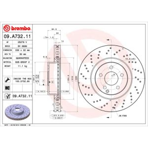 Front Vented Brake Disc Coated - 335mm Diameter