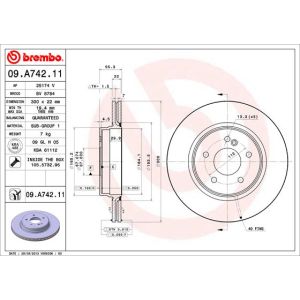 Rear Vented Brake Disc Pair Coated - 300mm Diameter