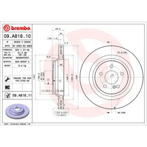 Rear Vented Brake Disc Pair Coated - 320mm Diameter