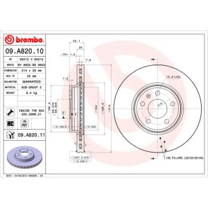 Front Vented Brake Disc Coated - 314mm Diameter