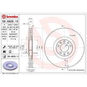 Front Vented Brake Disc Coated - 340mm Diameter