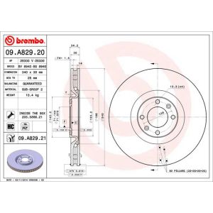 Front Vented Brake Disc Coated - 340mm Diameter