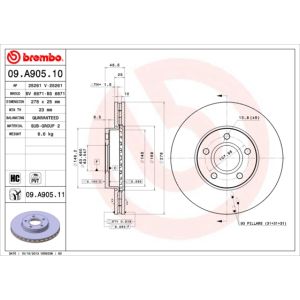 Front Vented Brake Disc Pair Coated - 278mm Diameter