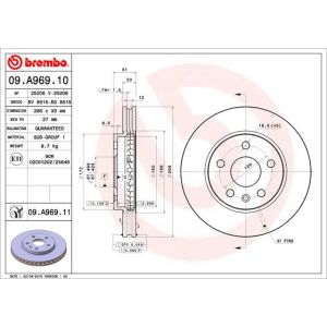 Front Vented Brake Disc Coated - 296mm Diameter