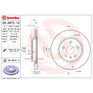 Rear Vented Brake Disc Pair Coated - 315mm Diameter