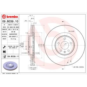 Front Vented Brake Disc Coated - 345mm Diameter