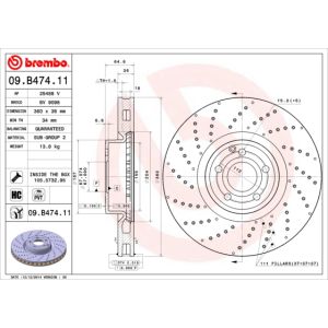 Front Vented Brake Disc Coated - 360mm Diameter