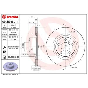 Rear Vented Brake Disc Pair Coated - 330mm Diameter