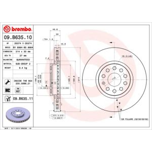 Front Vented Brake Disc Coated - 314mm Diameter