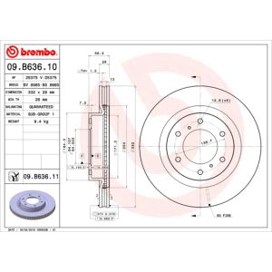 Front Vented Brake Disc Coated - 332mm Diameter