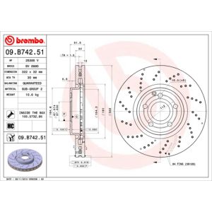 Front Vented Brake Disc Coated - 322mm Diameter