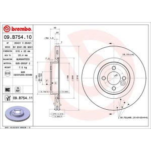 Front Vented Brake Disc Pair Coated - 316mm Diameter