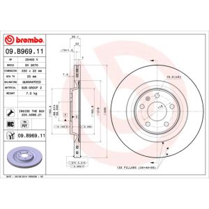 Rear Vented Brake Disc Pair Coated - 330mm Diameter