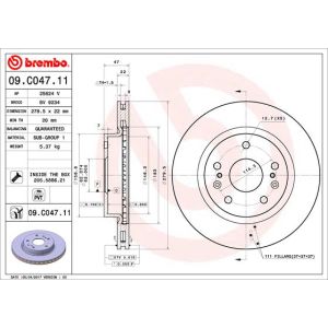 Front Vented Brake Disc Pair Coated - 279.5mm Diameter