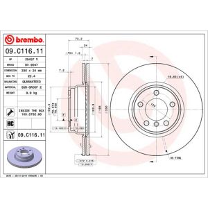 Front Vented Brake Disc Coated - 330mm Diameter