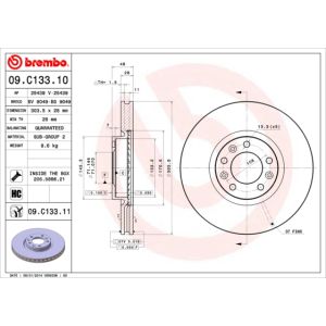 Front Vented Brake Disc Coated - 304mm Diameter