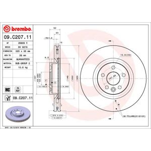 Front Vented Brake Disc Coated - 325mm Diameter