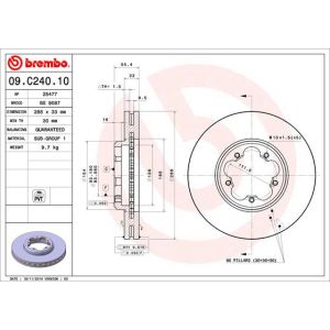 Front Vented Brake Disc - 288mm Diameter