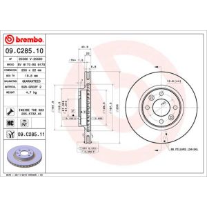 Front Vented Brake Disc Pair Coated - 258mm Diameter