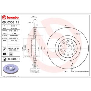 Front Vented Brake Disc Coated - 340mm Diameter