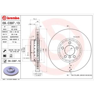 Front Vented Brake Disc Coated - 340mm Diameter