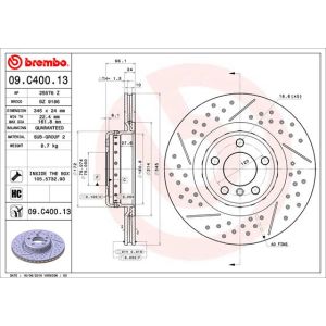 Rear Vented Brake Disc Coated - 345mm Diameter