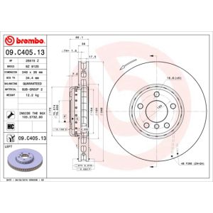 Front Lh Vented Brake Disc Coated - 348mm Diameter