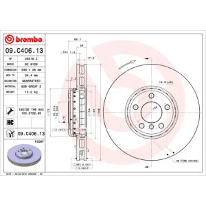 Front Rh Vented Brake Disc Coated - 348mm Diameter