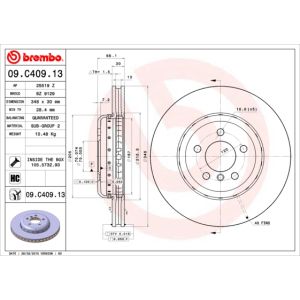 Front Vented Brake Disc Coated - 348mm Diameter