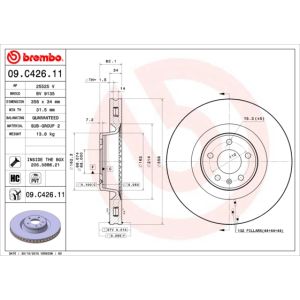 Front Vented Brake Disc Coated - 356mm Diameter