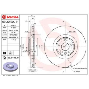 Front Vented Brake Disc Coated - 349mm Diameter