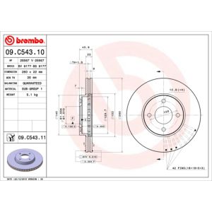 Front Vented Brake Disc Pair Coated - 260mm Diameter