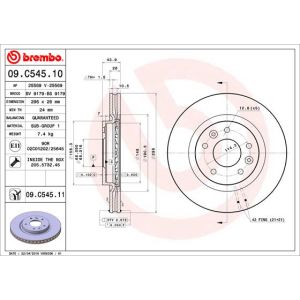 Front Vented Brake Disc Pair Coated - 296mm Diameter