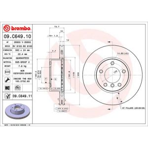 Front Vented Brake Disc Pair Coated - 300mm Diameter