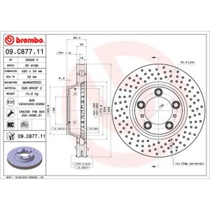 Front Vented Brake Disc Coated - 330mm Diameter