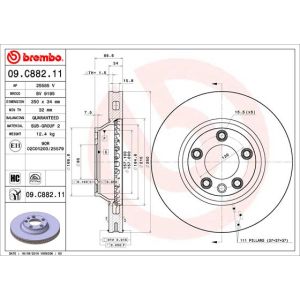 Front Vented Brake Disc Coated - 350mm Diameter