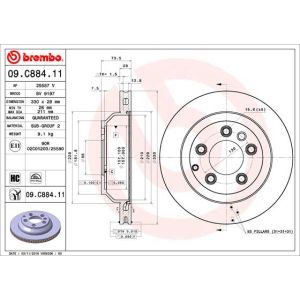 Rear Vented Brake Disc Coated - 330mm Diameter