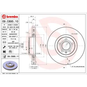 Front Vented Brake Disc Coated - 321mm Diameter